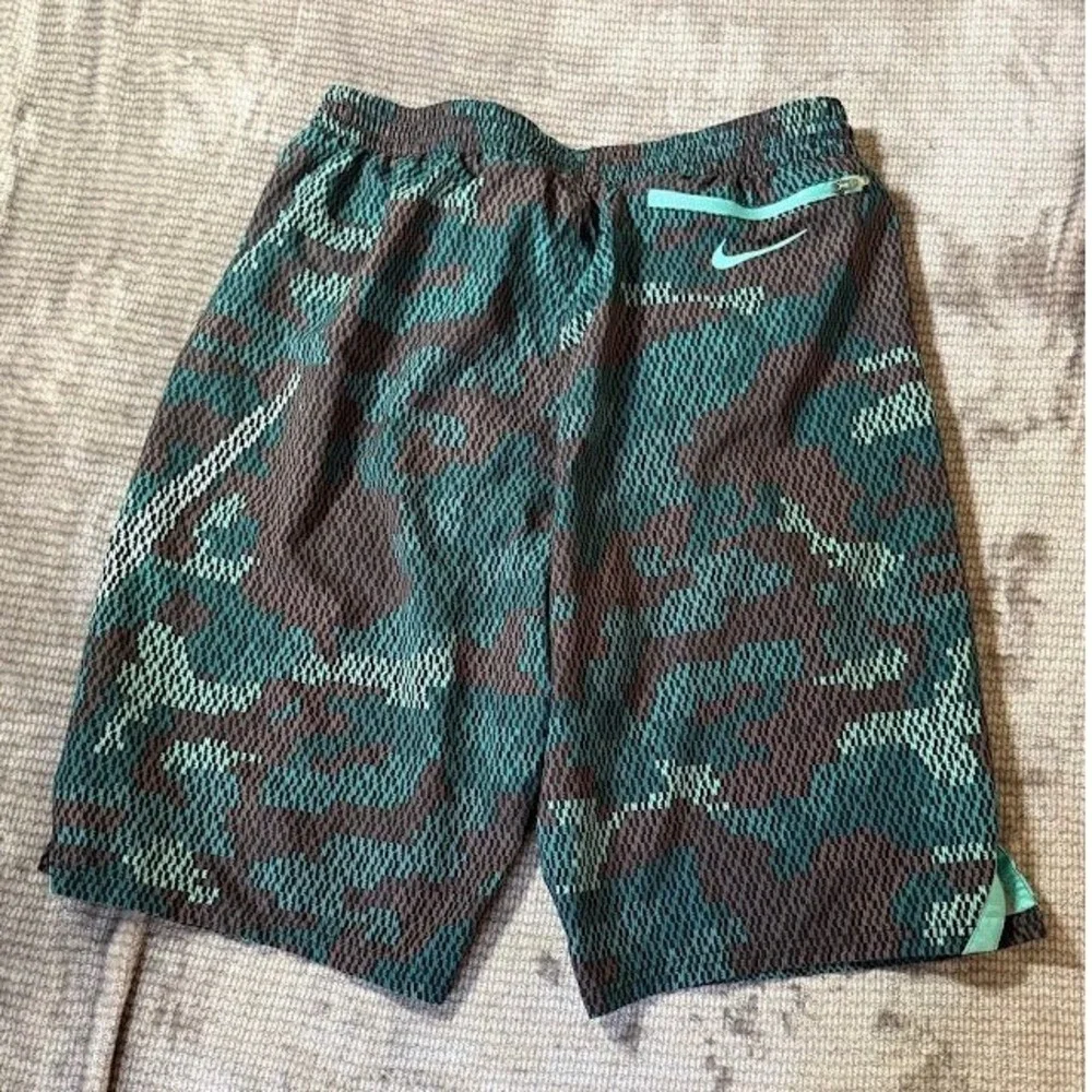 Nike Mens Camo Mesh Swim Trunks Teal Brown Board Shorts Large NESSC527 30X10